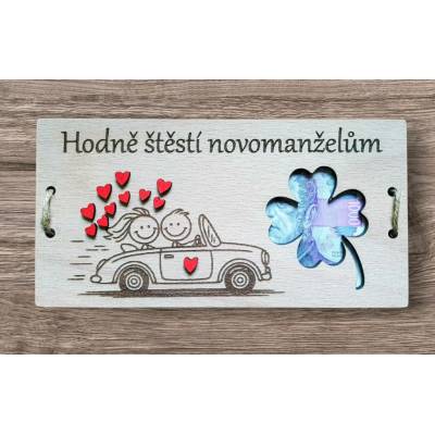 Dekorace z Řečice Dřevěné přání na peníze svatební 1