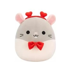 Jazwares Squishmallows 20 см - Ръждивият сив плъх с папионка и лента за глава във формата на сърце
