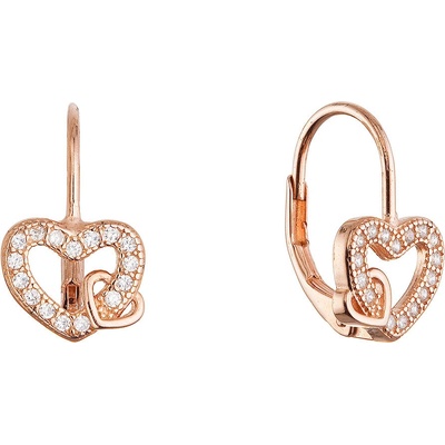 Evolution Group Pozlacené stříbrné náušnice propletená srdíčka 11718.1 rose gold