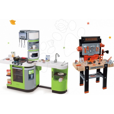 Smoby set pracovná dielňa Black & Decker elektronická kuchynka CookMaster verte so zvukmi