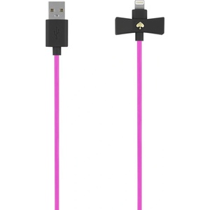 Kate Spade Дизайнерски USB кабел за устойства с Lightning порт - Kate Spade New York Lightning USB Cable (розов) (KSPW-223-BLKVS)