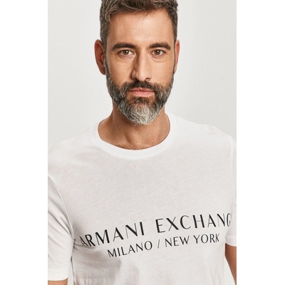 Armani Exchange pánske tričko s potlačou biele