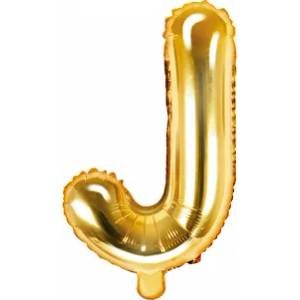 PartyDeco Балон от фолио Mini - Буква J 35см златен