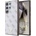 GUESS PU 4G Triangle Metal Logo Case - дизайнерски кожен кейс за Samsung Galaxy S24 Ultra (бял)