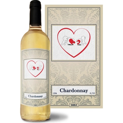 Sablio Puzzle love Chardonnay biele suché víno 12 % 0,75 l (čistá fľaša)