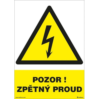 Walteco Pozor spätný prúd 210x297mm, formát A4, plastová tabuľka Množstvo: 1 ks , 20027