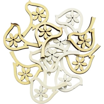 Drevené výrezy - veľkonočná dekorácia vtáčik 12 ks 3x3 cm