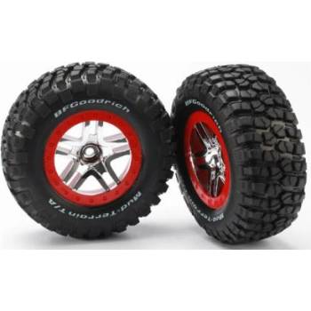 Traxxas колело 2.2/3.0", джанта SCT Split-Spoke сребърно-червена, гуми KM2 (2) (2WD предни)