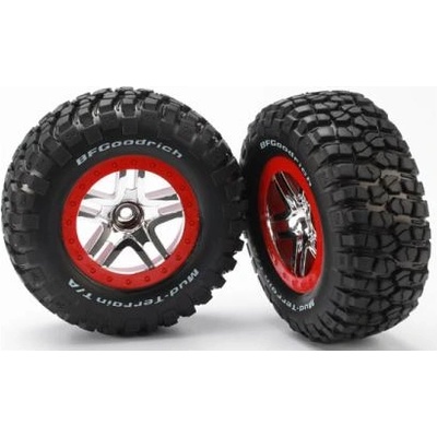 Traxxas колело 2.2/3.0", джанта SCT Split-Spoke сребърно-червена, гуми KM2 (2) (2WD предни)