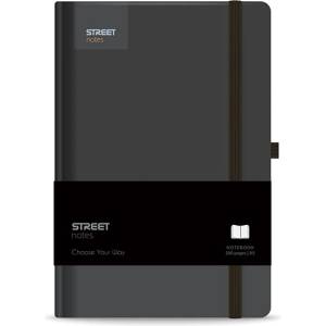 STREET Тетрадка с линийка STREET Casual A/5 96 страници с каучукова твърда подвързия черна 778083 (778083)