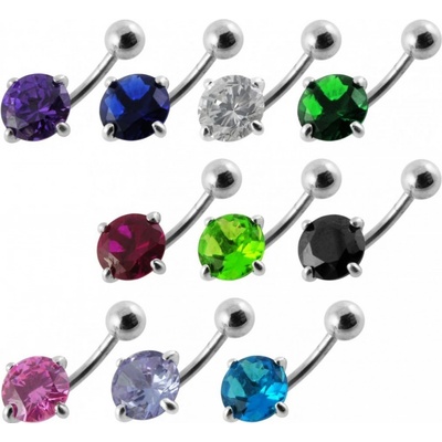 Šperky4U stříbrný piercing do pupíku zirkon BP01017-C
