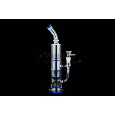 WeedShop Skleněný bong 28 cm s 3x Honeycomb perkolátorem Modrá