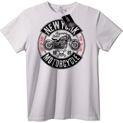 NOONEBRAND Тениска Ню Йорк Мотоциклет - 4XL, White