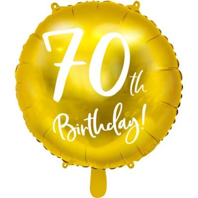 PartyDeco Fóliový balón 70th Birthday zlatý 45cm
