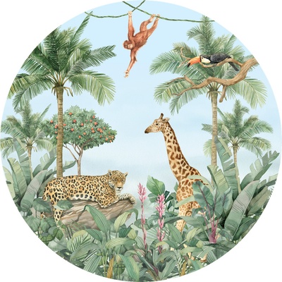 AG Design CR3327 Samolepicí vliesová fototapeta Watercolor Jungle rozměry 140 x 140 cm