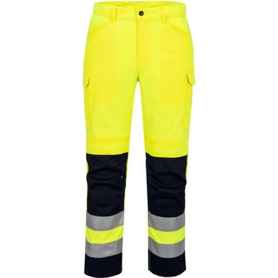 PortWest HI-VIS T143 pánské reflexní kalhoty do pasu žluto-modrá