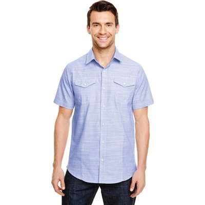 Burnside pánska košeľa s krátkym rukávom BU9247 blue-white Heather