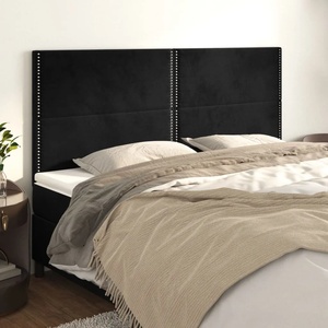 vidaXL Горни табли за легло Adamson, 4 бр, черни, 80x5x78/88 см кадифе (3116248)