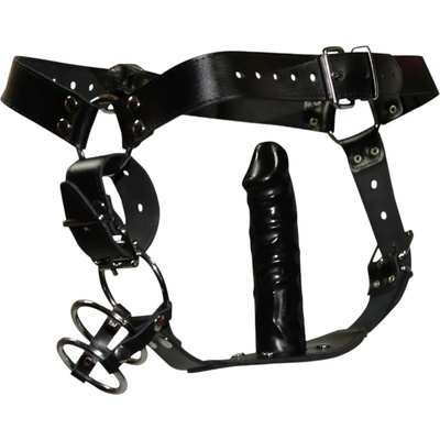 ZADO - кожено танго с дилдо и 3 пенис пръстена