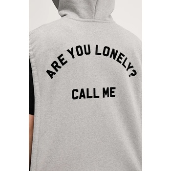 BLUEMARBLE Памучен елек bluemarble в сиво с качулка с принт ho20. fl05a25 (ho20.fl05a25)