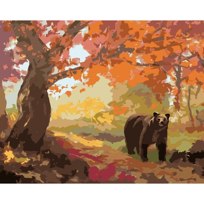 ZUTY Malování podle čísel MEDVĚD V PODZIMNÍM LESE D RUSTY RUST Rozměr 40 x 50 cm Rámování vypnuté plátno na rám