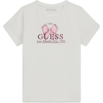 GUESS Тениска в бял цвят за момиче с розова панделка Guess