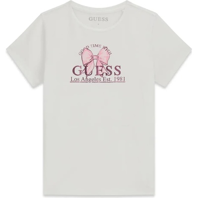 GUESS Тениска в бял цвят за момиче с розова панделка Guess