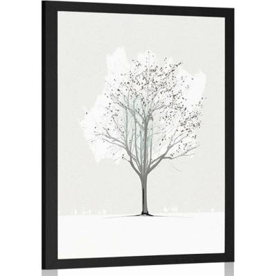 Plakát minimalistický strom v zimě - 60x90 no frame