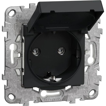 Schneider Electric SE Контакт шуко с капак IP44 с носеща рамка 2 мод. цвят Антрацит Unica - NU508254 (NU508254)