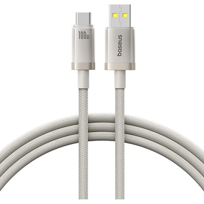 Baseus - Кабел за данни Титан (P10378102G21-02) - USB към Type-C 100W, Бързо зареждане, 480Mbps, Найлон, 2 м - Сребърен