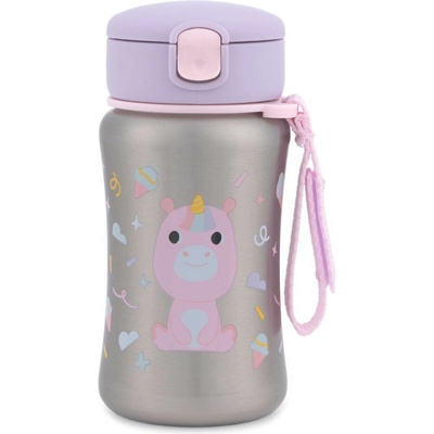 Skip Hop Láhev s brčkem na vodu nerez Besties Squad Jednorožec 12m+ 350 ml