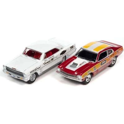 Johnny Lightning Ford Maverick Dyno Don 1970 + Chevrolet Nova Grumpy's Toy 1966 1:64