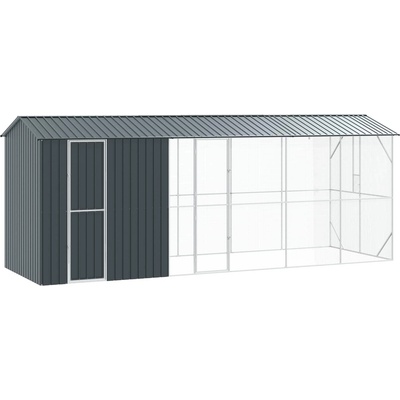 vidaXL Клетка за птици със съхранение Антрацит 645 x 208 x 247 см (3325154)