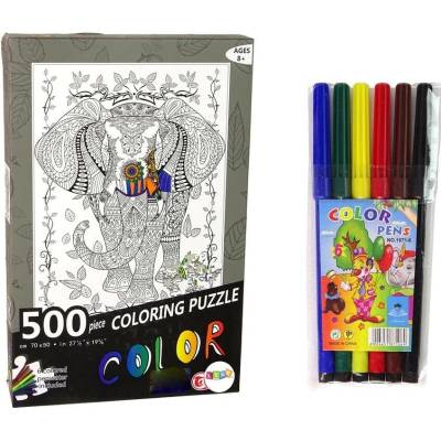 LEAN Toys 14154 k vybarvování Slon 500 dílků