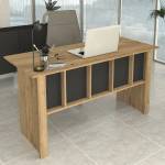 TopMebel Офис бюро Nika TopMebel от меламин в цвят сепет дъб - антрацит 140x60x75cm
