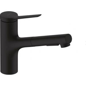 Hansgrohe Кухненски смесител Hansgrohe Zesis M33 150 sBox с издърпващ се душ, матово черен, с 2 струи (74821670)
