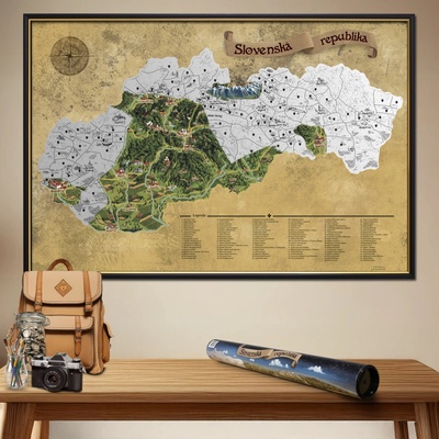 Stieracia mapa Slovenska XL - strieborná