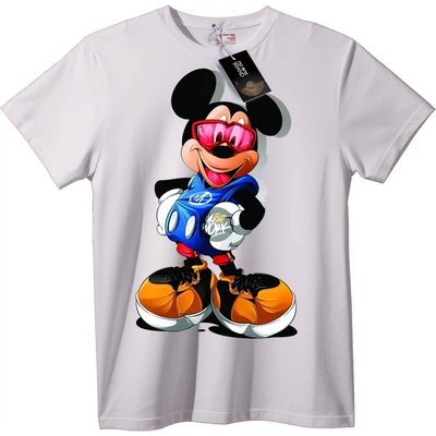 NOONEBRAND Тениска Mickey Mouse готини очила - 7XL, White