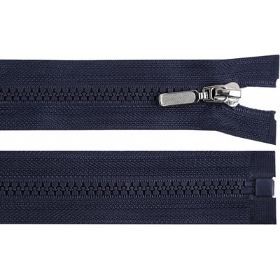 Kostěný zip No 5 délka 60 cm s ozdobným jezdcem, malé, 330 modrá tmavá
