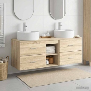 vidaXL Комплект шкафове за баня 3 бр. Дъб сонома 129 x 44, 5 x 82 см (3405877)