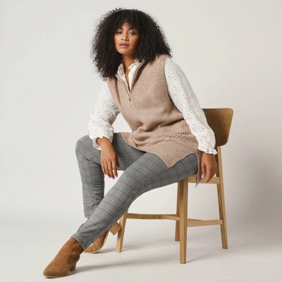 Legíny s glenčekovým vzorom a pružným pásom čierna/béžová