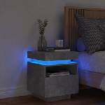 vidaXL Нощно шкафче с LED осветление, бетонно сив, 40x39x48, 5 см (836790)