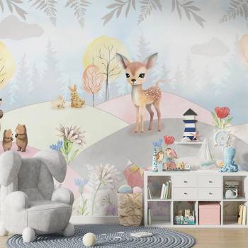 Image 1 of Art Gift Decor Розов детски фототапет - Приказен свят