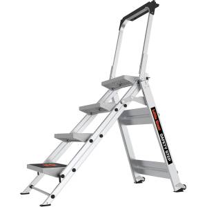 Little Giant Ladder Алуминиева степ стълба с широки гумирани 4 стъпала Safety Step (10410BAEN)