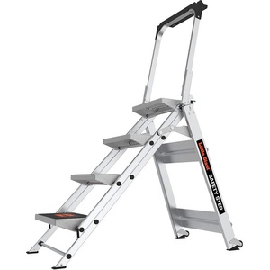Little Giant Ladder Алуминиева степ стълба с широки гумирани 4 стъпала Safety Step (10410BAEN)