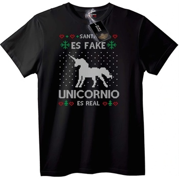 NOONEBRAND Тениска Дядо Коледа е Измислен, Еднорог е Реален - 3XL, Black