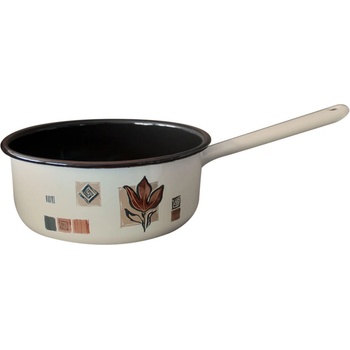 20 см дълбок емайлиран бял тиган с декор Рустика (15/20 (124-1722))