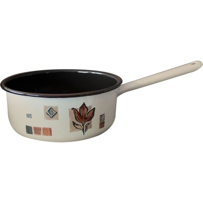 20 см дълбок емайлиран бял тиган с декор Рустика (15/20 (124-1722))