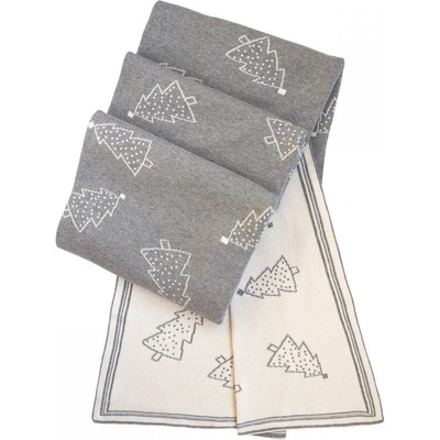 SCANquilt Deka pletená Design stromčeky sivá smotanová 130x190