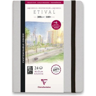 Clairefontaine Akvarelový album Etival Cold Pressed 21 x 16 cm 24 listov 300 g